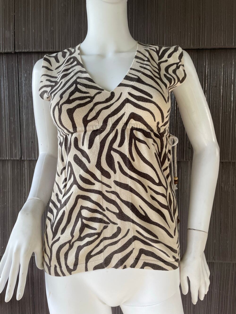 🔥Vintage Y2K Made In Honkong Zebra Print Mob Wife Sleeveless Sweater Knit Top